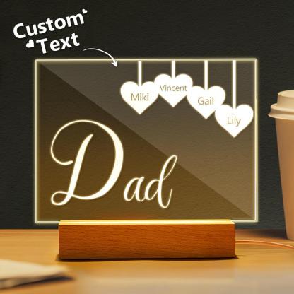 Personalized Engraved 1-5 Names Night Light Gifts For Dad-Blongser