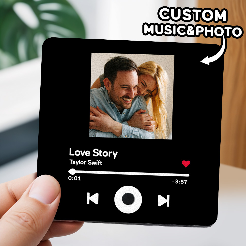 Personalized Music Fridge Magnet Custom Photo Fridge Magnet Can Play Songs Gifts for Her-Blongser