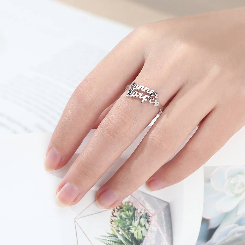 Custom Double Names Ring - 925 Sterling Silver-Blongser