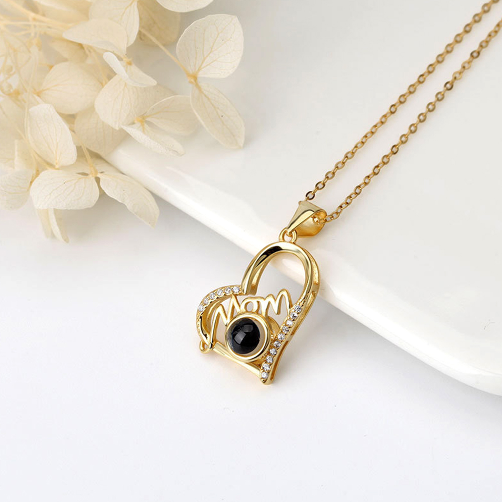 Personalized Mom Projection Heart Necklace 925 Sterling Silver-Blongser