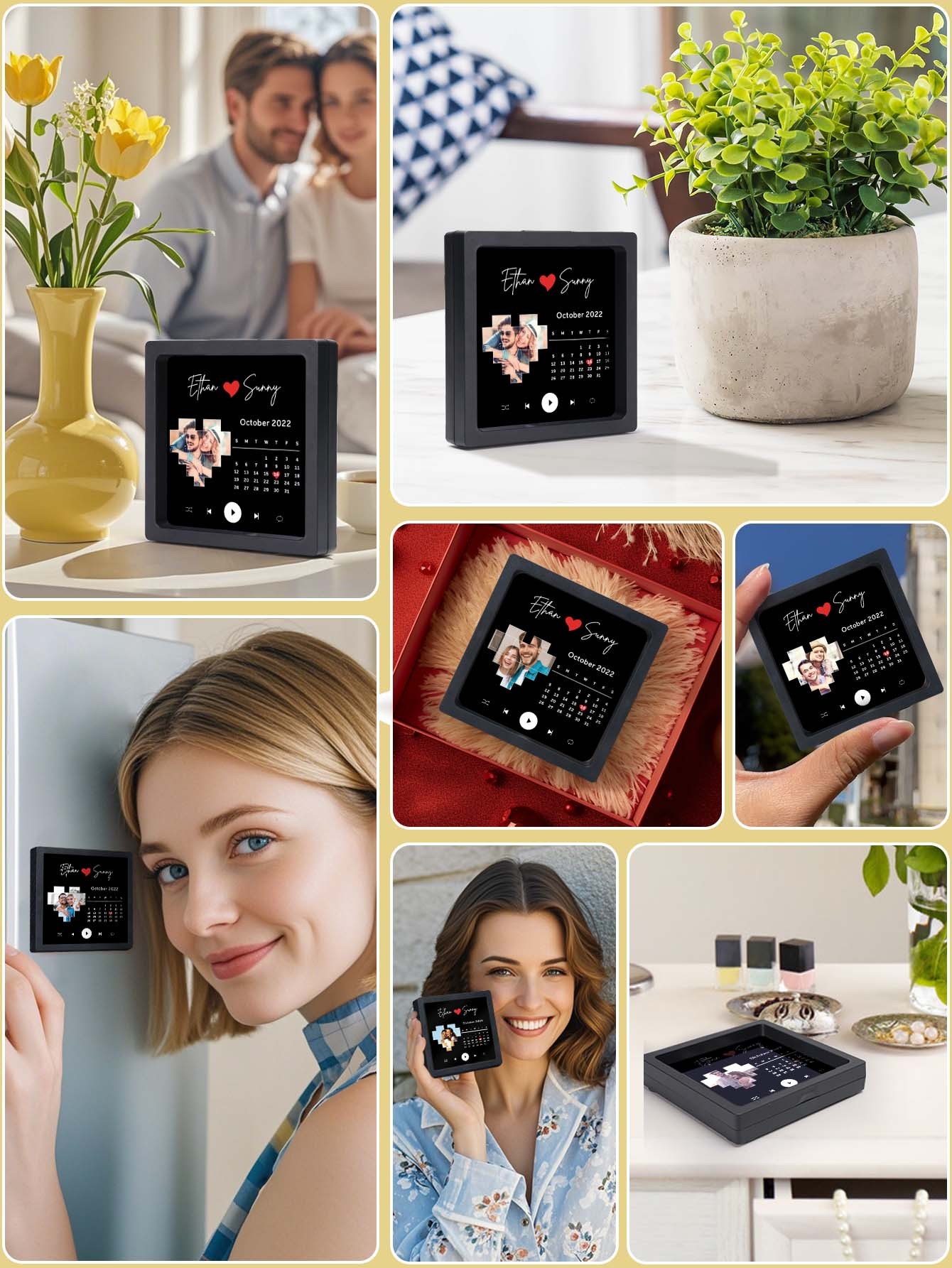 Personalized Name Photo Calendar and Music Fridge Magnet for Memorable Gifts-Blongser