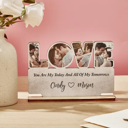 Custom Love Wooden Plaque Personalized Photo Love Sign Home Decoration Gifts for Couples-Blongser