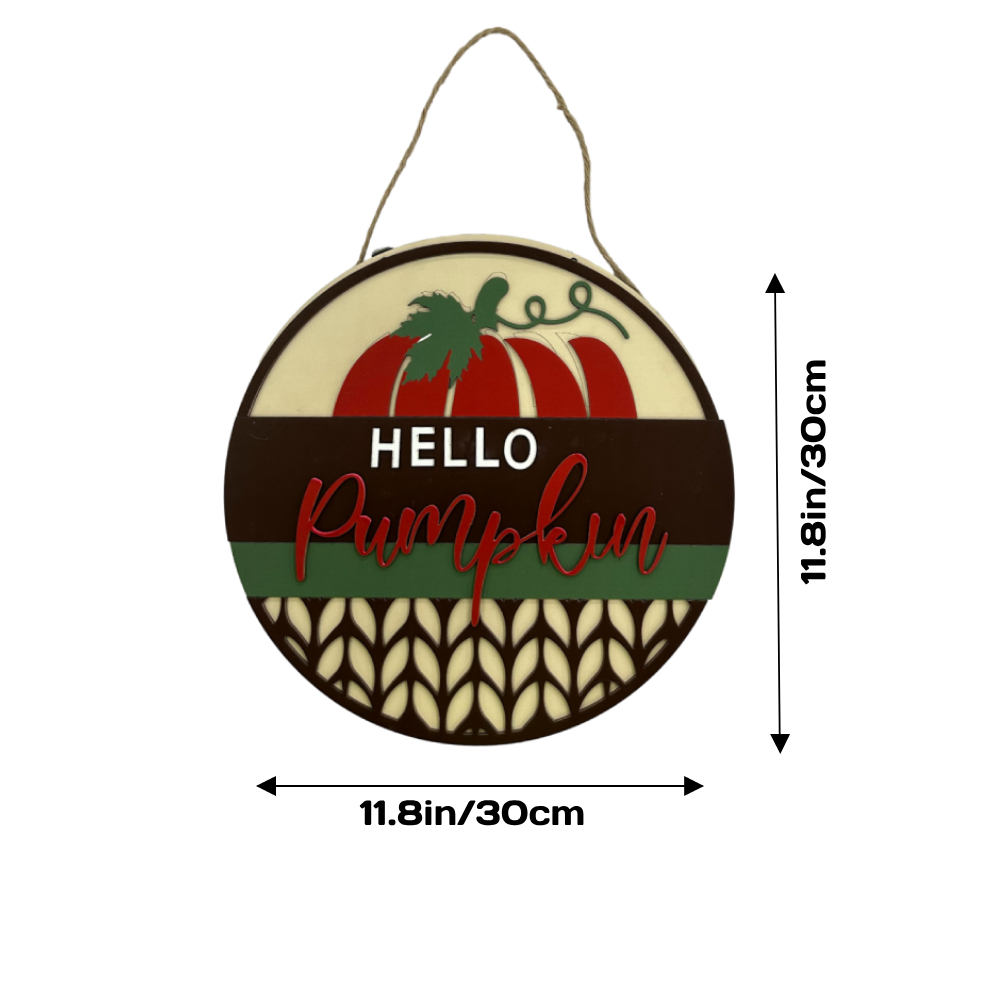 Fall Welcome Sign for Front Door Hello Pumpkin Farmhouse Wreath Porch Decor Hanging Decoration Gifts-Blongser