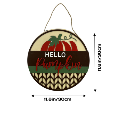 Fall Welcome Sign for Front Door Hello Pumpkin Farmhouse Wreath Porch Decor Hanging Decoration Gifts-Blongser