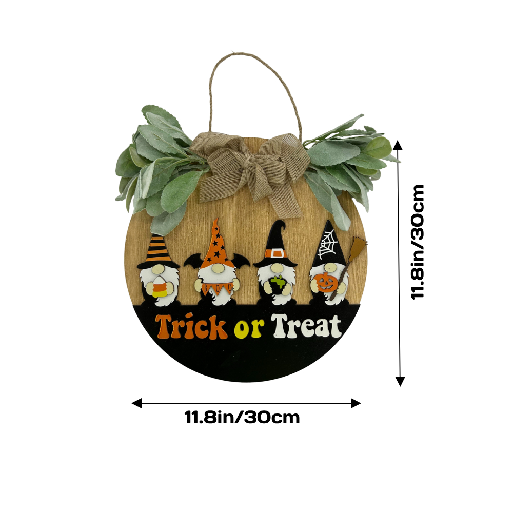 Halloween Welcome Sign for Front Door Farmhouse Wreath Porch Decor Hanging Decoration Gifts-Blongser