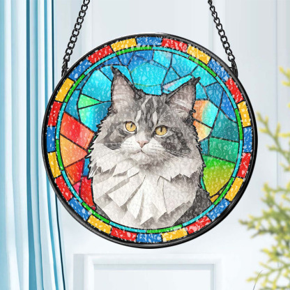 Custom Pet Stained Glass Suncatcher Pet Ornament Memorial Gifts for Pet Lovers-Blongser