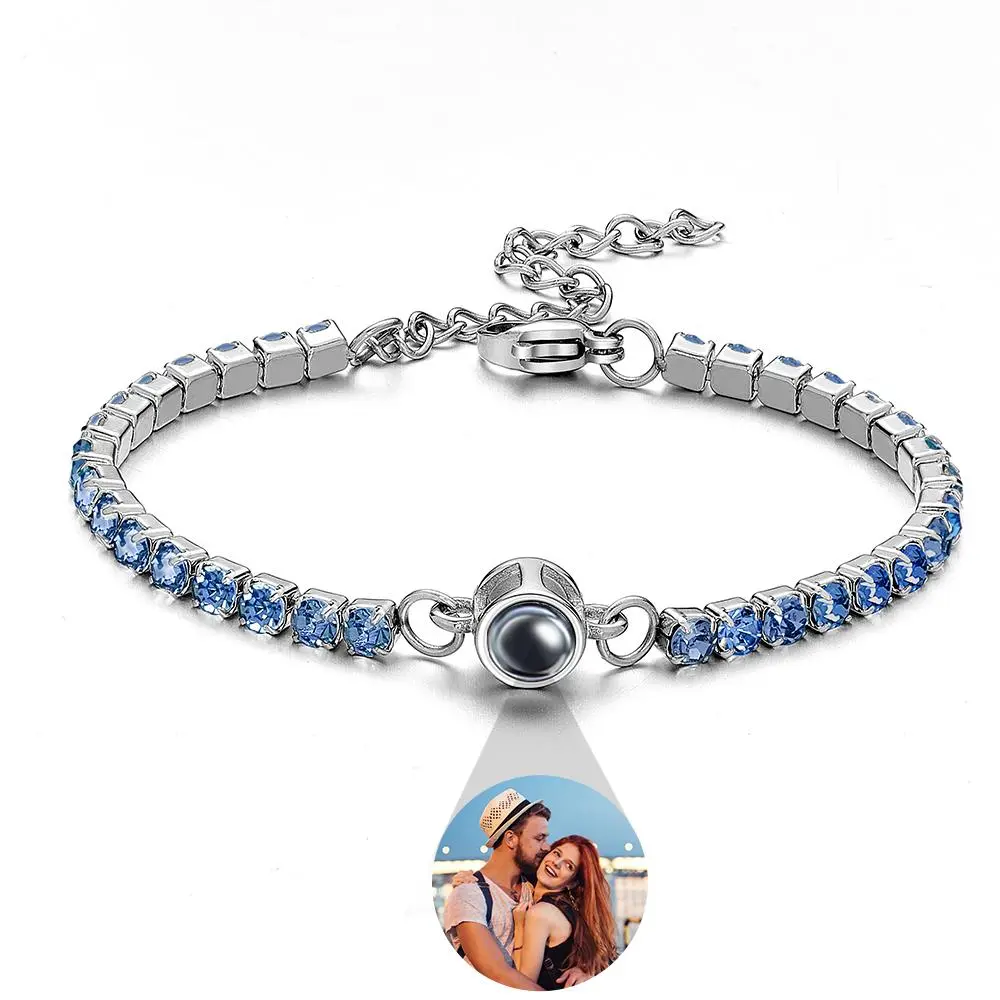 Custom Photo Projection Bracelet Fashionable All Diamonds Bracelet Gifts For Her-Blongser
