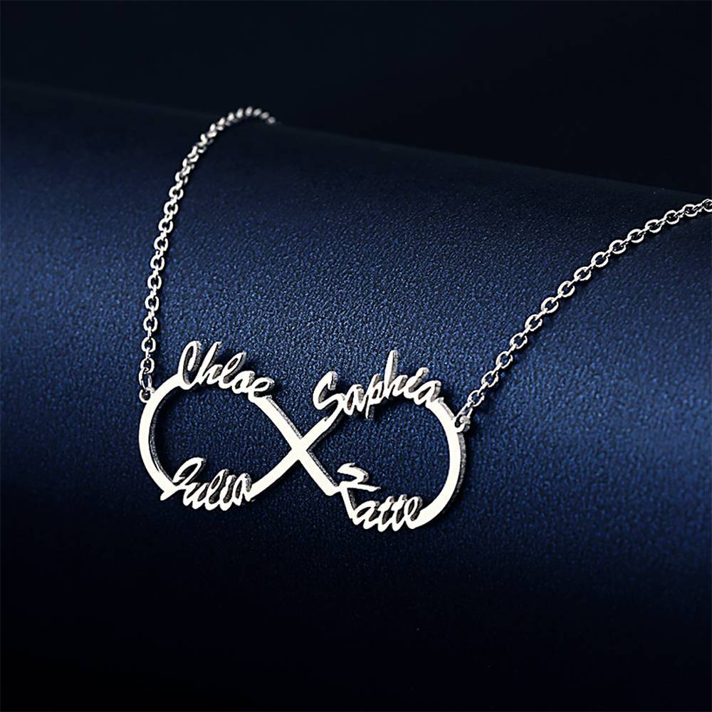 Custom Infinity Name Necklace with Four Names - S925 Silver-Blongser