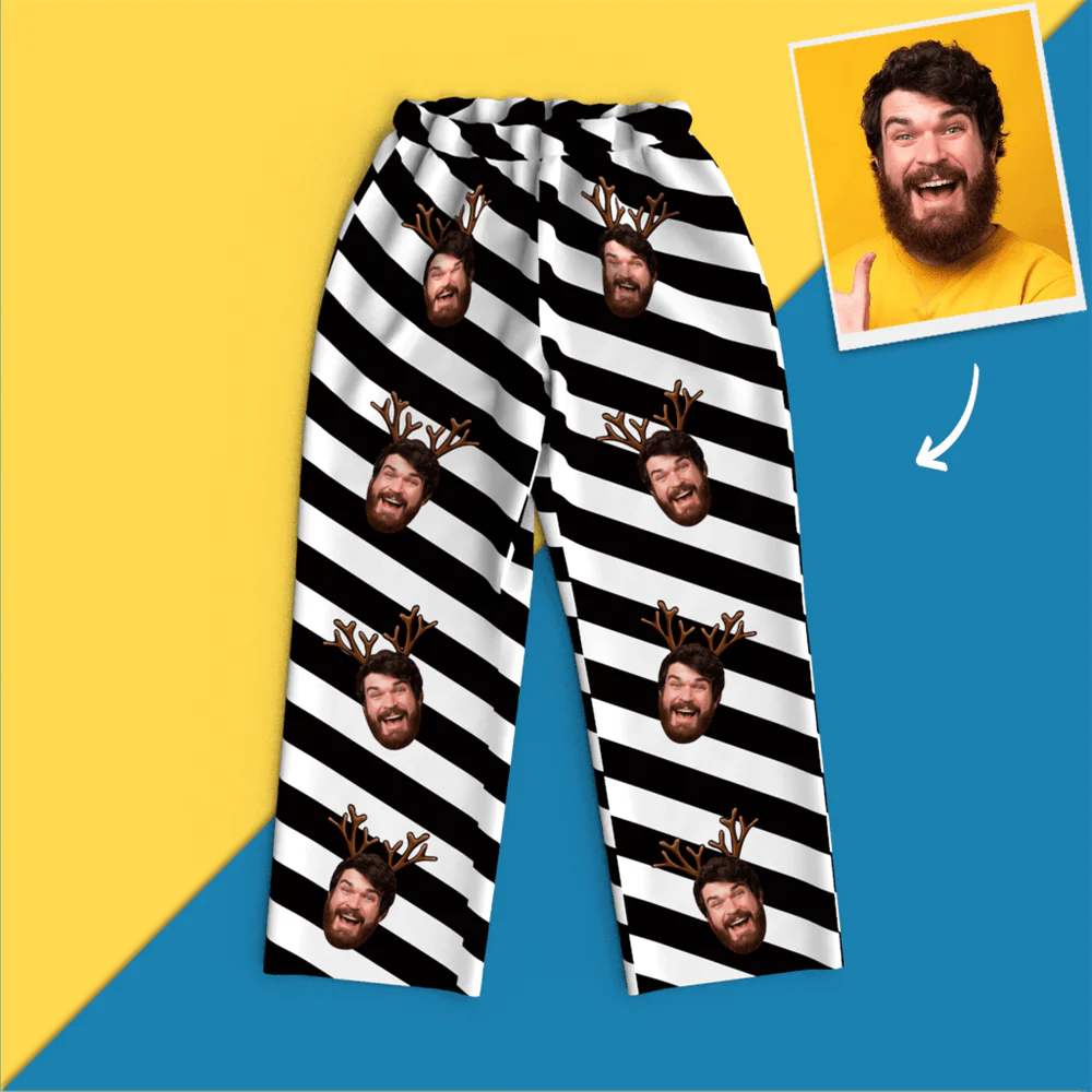 Custom Face Christmas Long Sleeve Pajamas Set Elk-Blongser