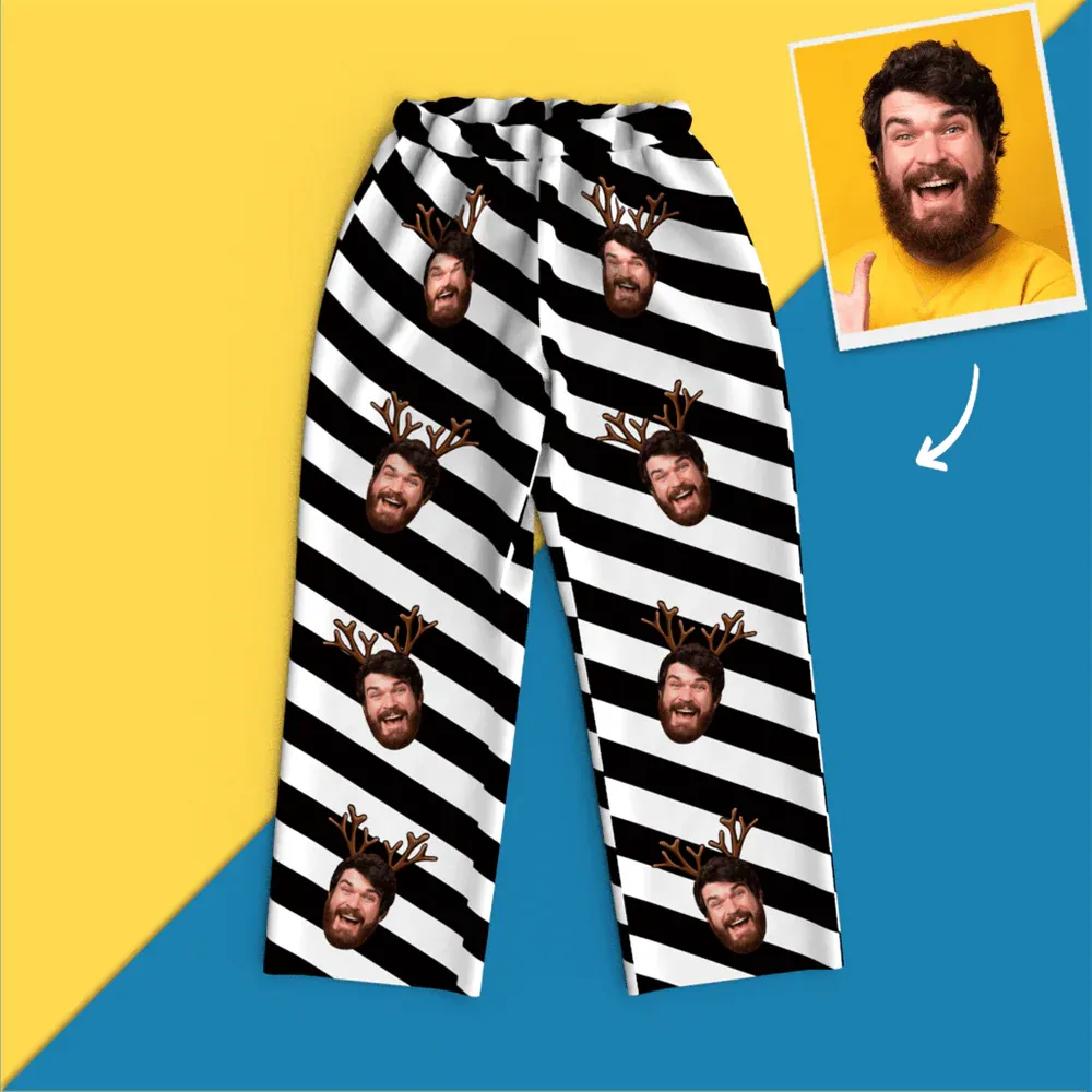 Custom Face Christmas Long Sleeve Pajamas Set Elk-Blongser