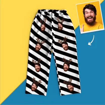 Custom Face Christmas Long Sleeve Pajamas Set Elk-Blongser