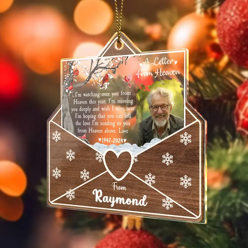 Personalized Photo Letter From Heaven Memorial Christmas Ornament Meaningful Christmas Gifts-Blongser