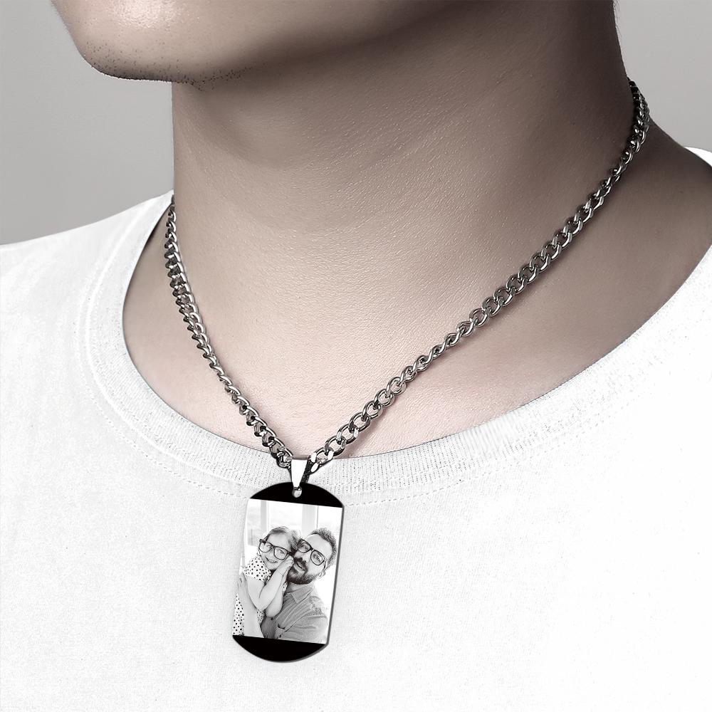 Custom Engraved Necklace With Photo And Calendar-Blongser
