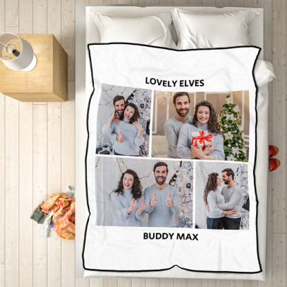 Personalized Hebrew Text Collage Photo Fleece Blanket-Blongser