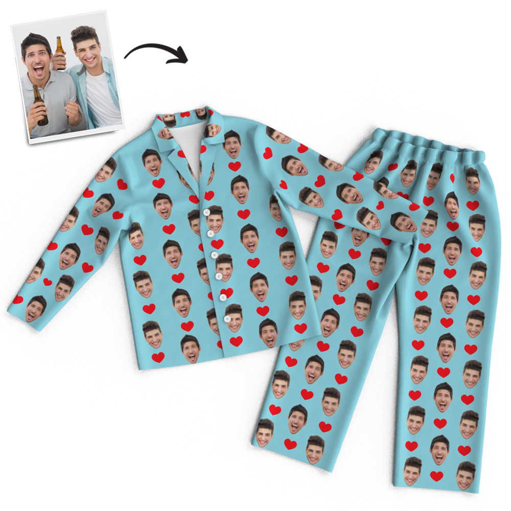 Custom Unisex Long Sleeve Pajamas with Faces-Blongser
