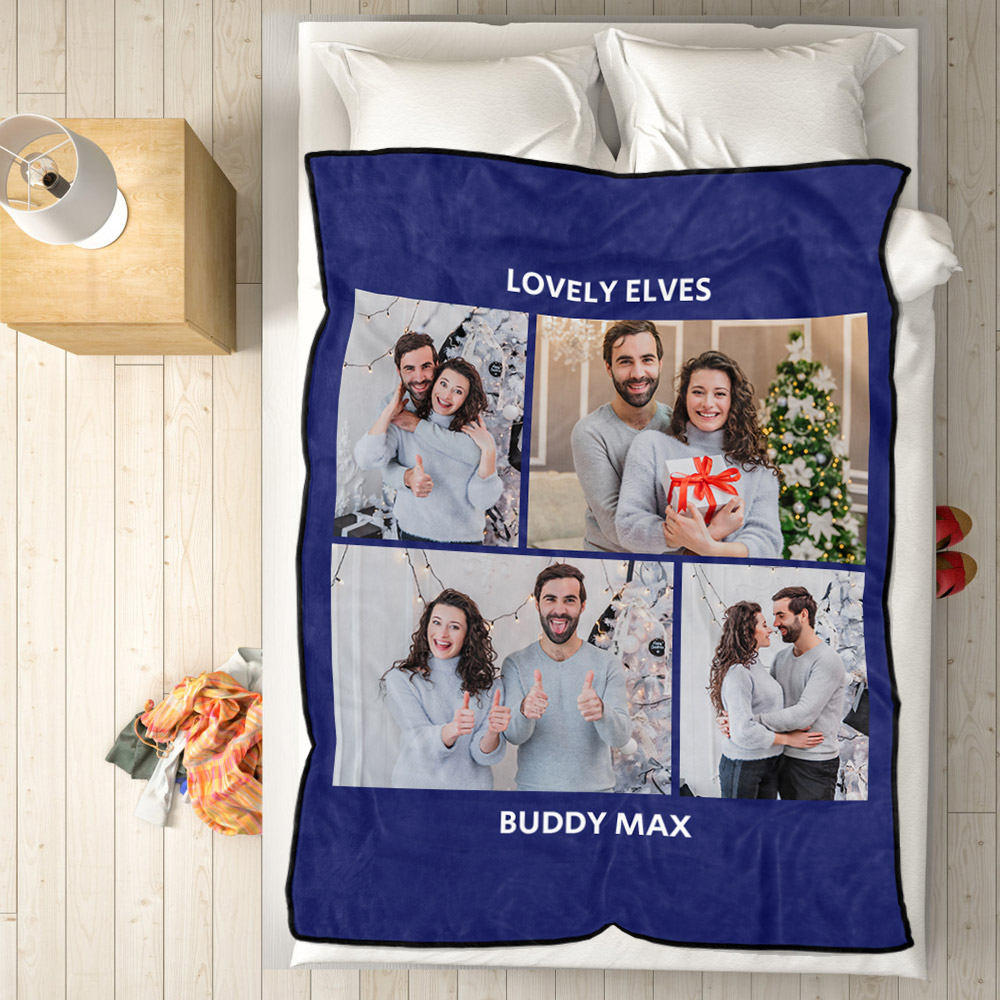 Personalized Hebrew Text Collage Photo Fleece Blanket-Blongser