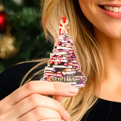 Personalized Christmas Book Tree Name Ornament Christmas Decoration Gift for Book Lover-Blongser