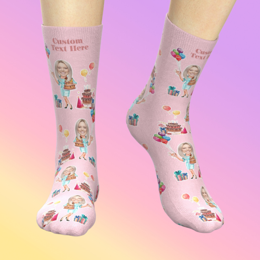 Custom Face Pink Nurse Socks – Personalized Nurse’s Day Gift-Blongser