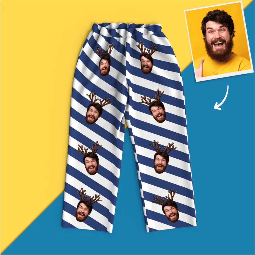 Custom Face Christmas Long Sleeve Pajamas Set Elk-Blongser