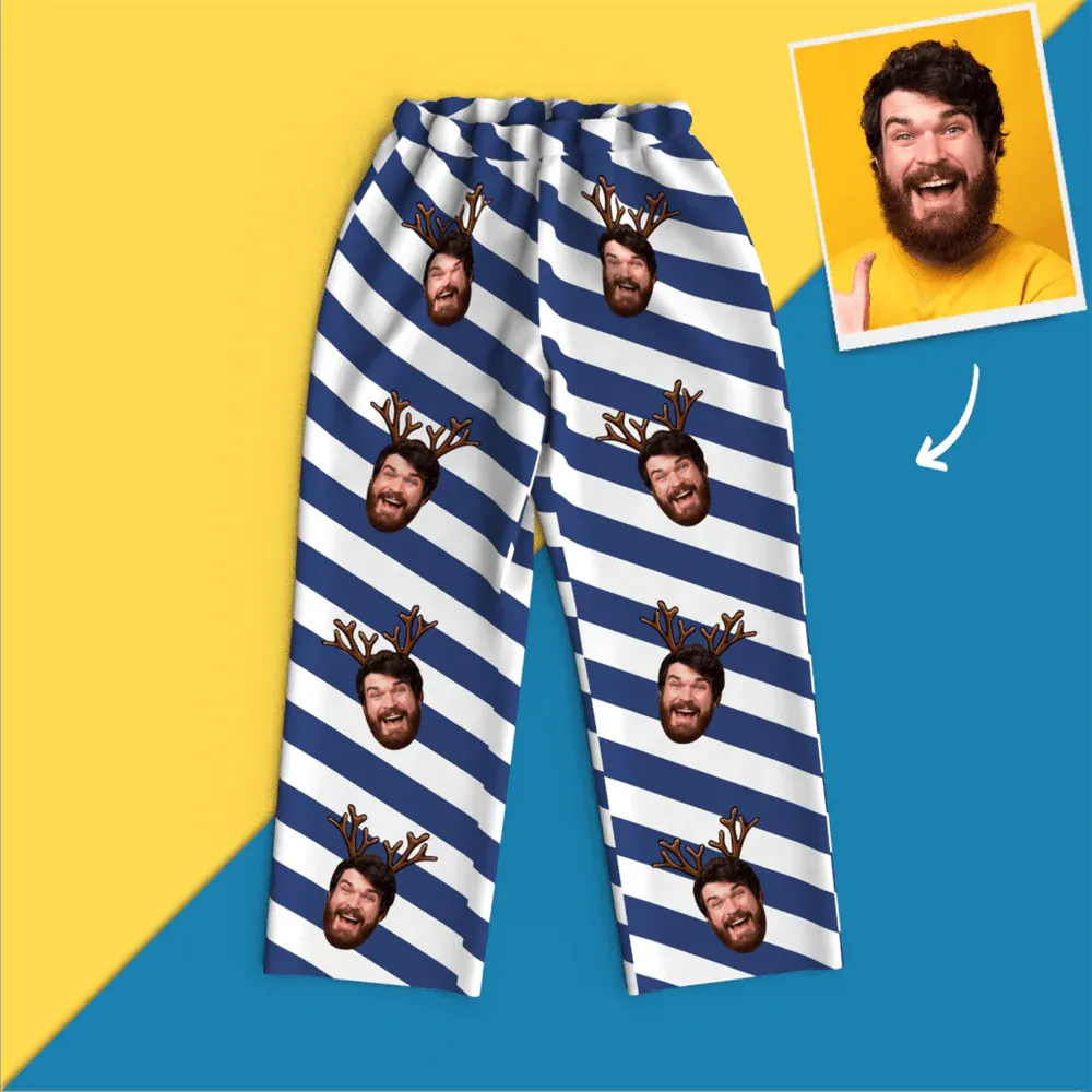 Custom Face Christmas Long Sleeve Pajamas Set Elk-Blongser