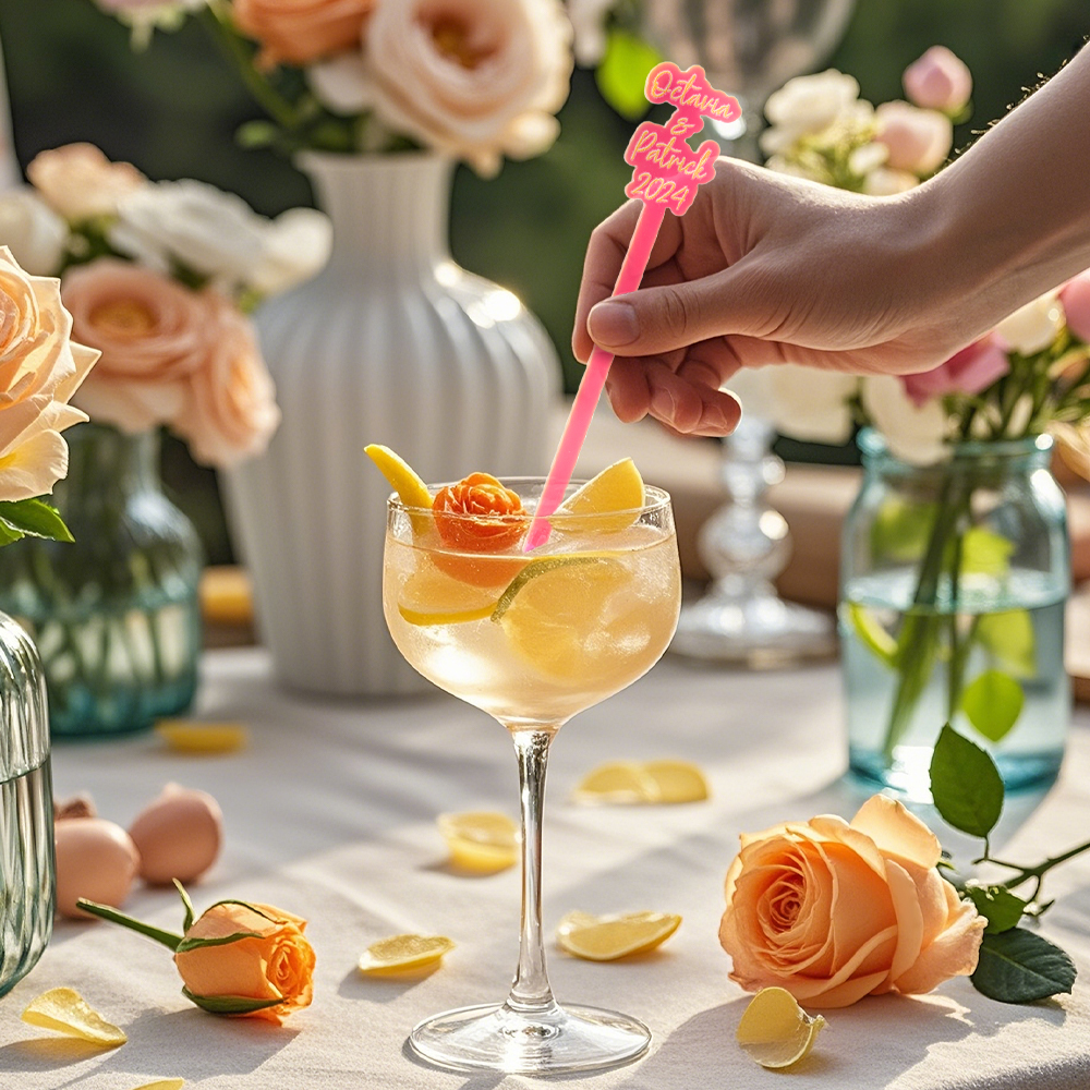 Personalized Stirring Stick with Text Acrylic Drink Cocktail Tag Wedding Birthday Party Essentials-Blongser
