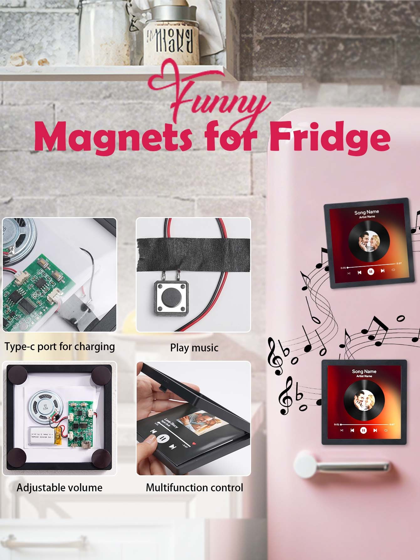 Custom Photo Vinyl Record Music Fridge Magnet for Special Memories-Blongser