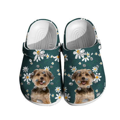 Personalized Pet Face Clog Funny Floral Print Clogs Slipper Gift for Pet Lover-Blongser