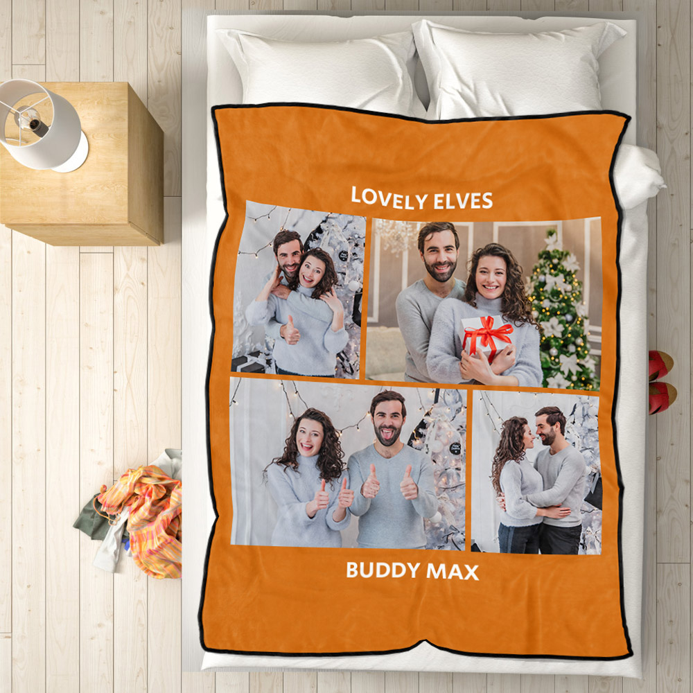Personalized Hebrew Text Collage Photo Fleece Blanket-Blongser