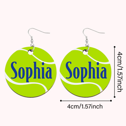 Personalized Wooden Tennis Earrings with Name Sport Earring Jewelry Gift for Her-Blongser