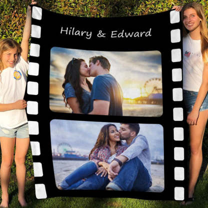 Custom Photo Fleece Flannel Blanket with Text-Blongser