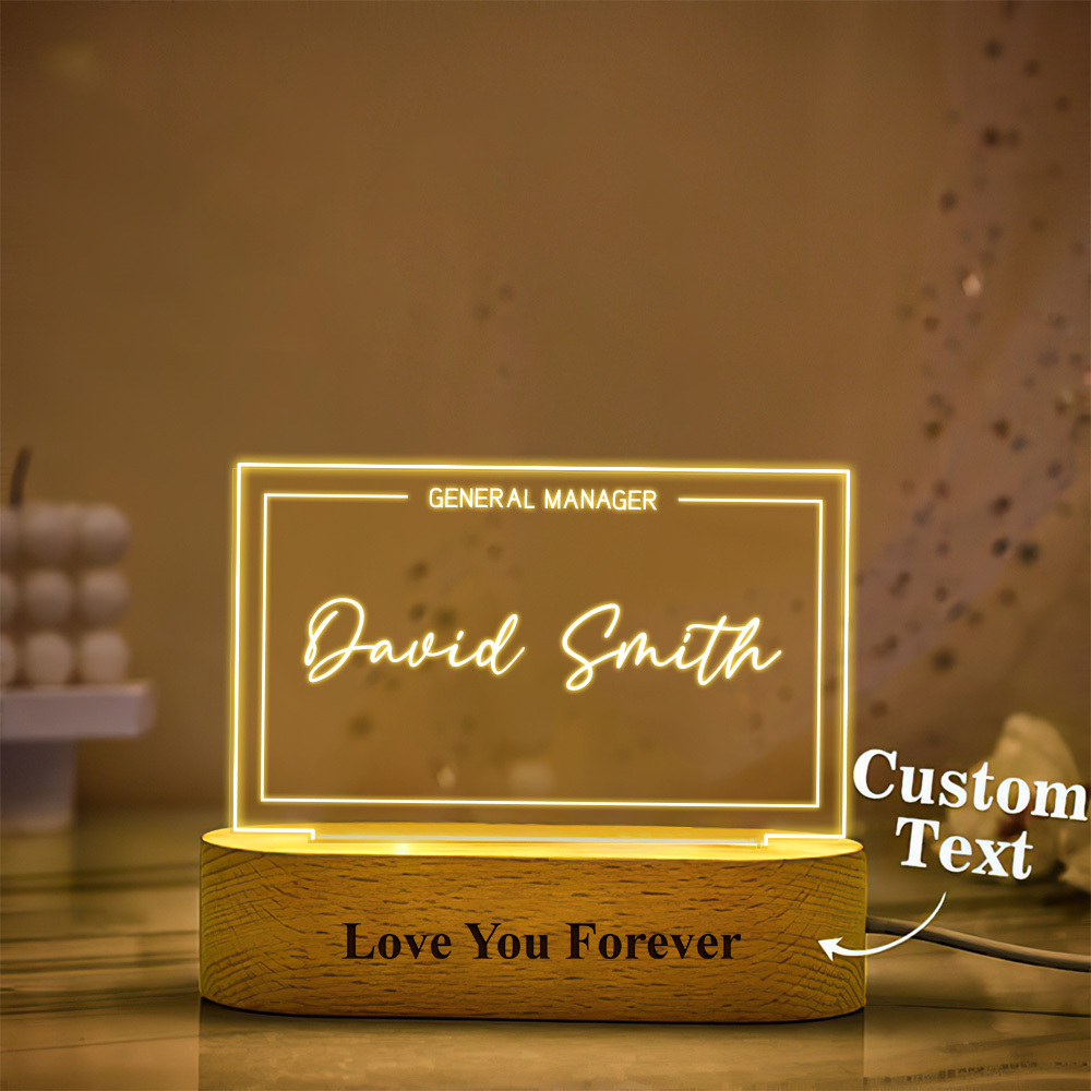 Personalized Name Sign Lights Custom Office Position Plaque Night Light-Blongser