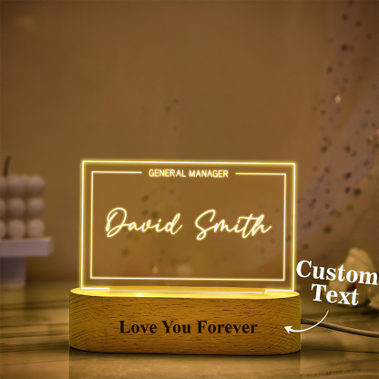 Personalized Name Sign Lights Custom Office Position Plaque Night Light-Blongser