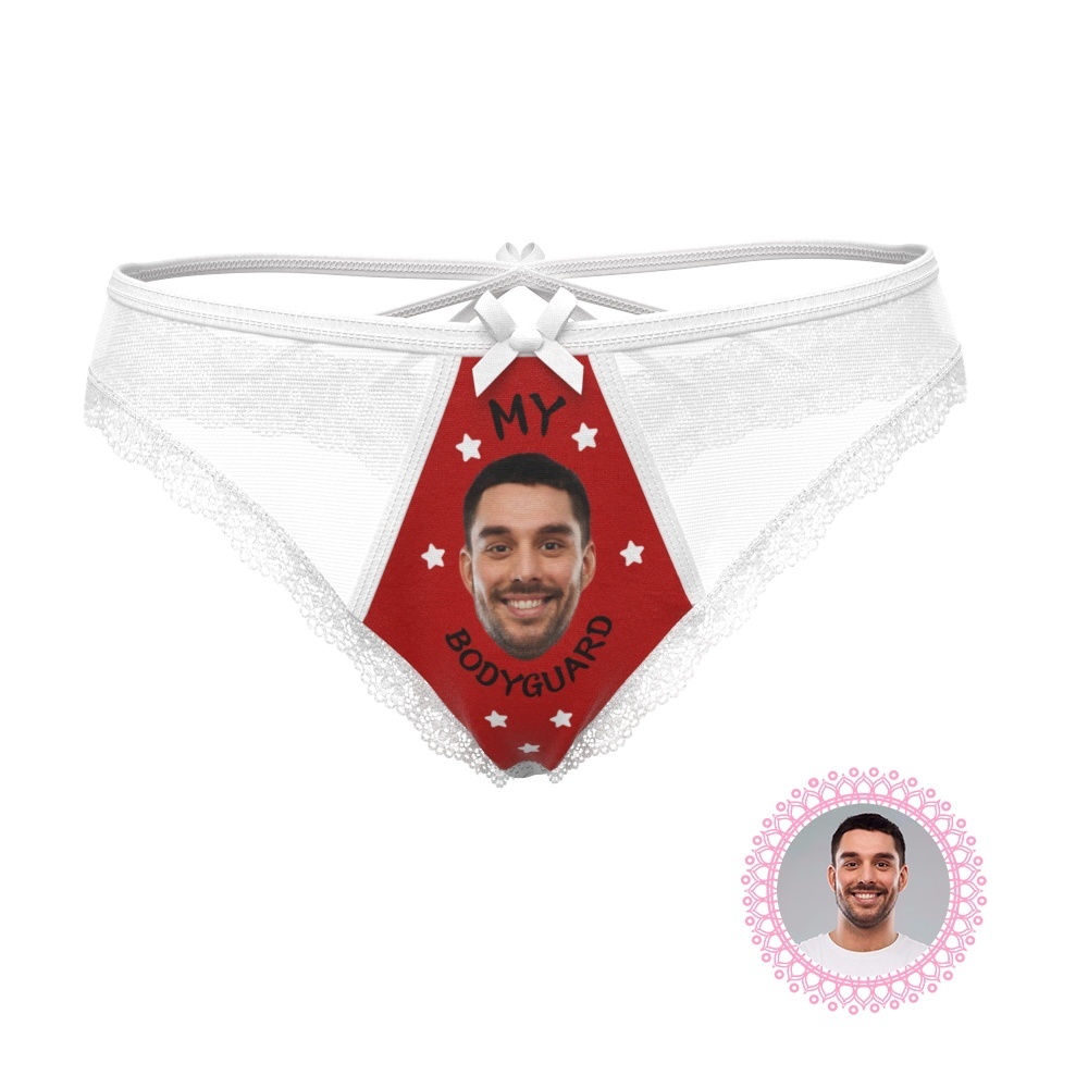 Personalized Face Thong MY BODYGUARD Lace Sexy Panties-Blongser