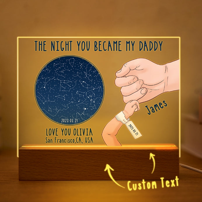 Custom Star Map Night Light Personalized Name The Night You Became My Daddy For Fayher¡®s Day Gifts-Blongser