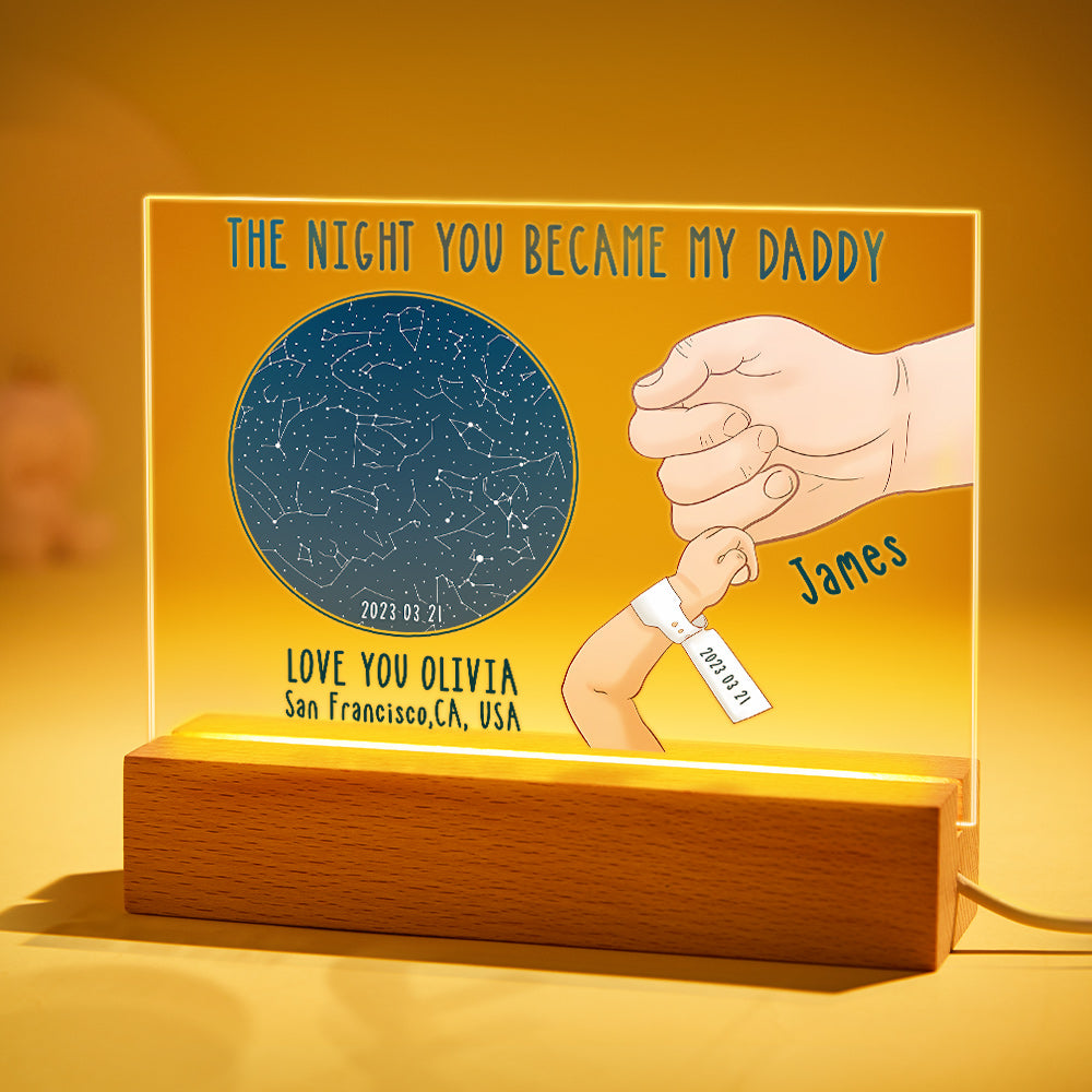 Custom Star Map Night Light Personalized Name The Night You Became My Daddy For Fayher¡®s Day Gifts-Blongser