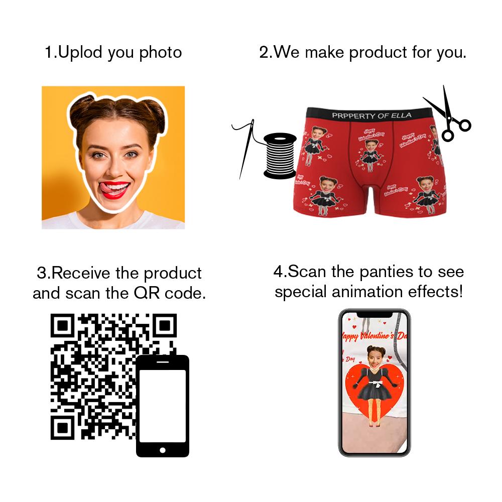 Custom Photo Boxer Men's Heart Face Underwear Couple Gifts AR View-Blongser