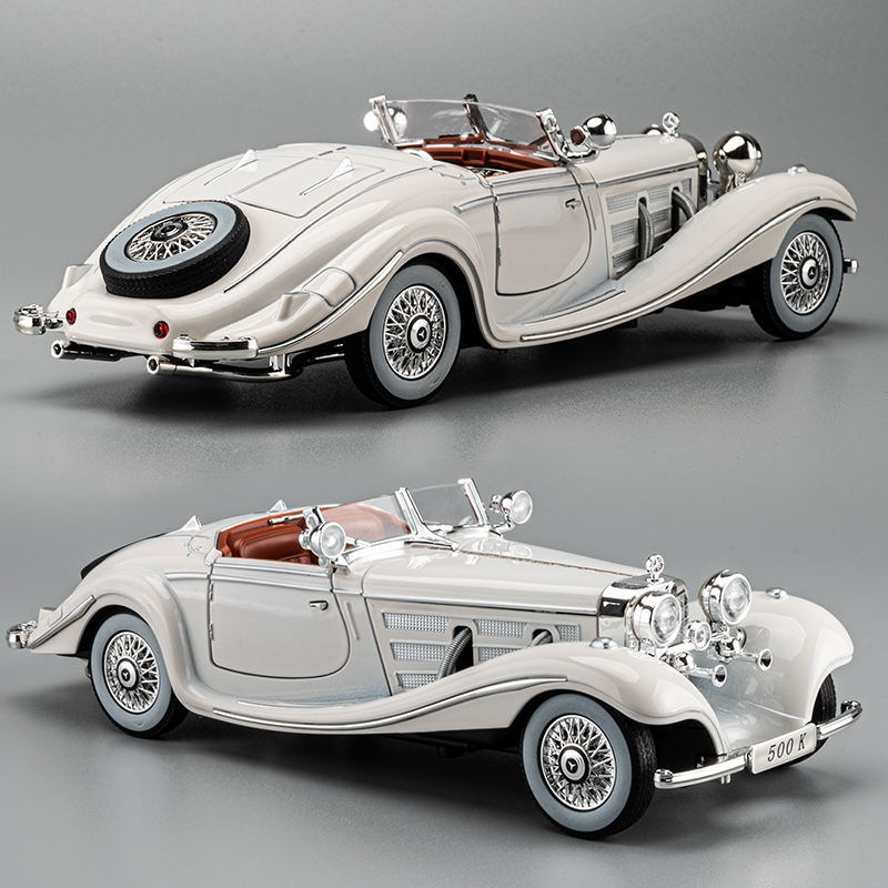 TANKCANVAS-Die-casting model car 1:24 vintage Mercedes-Benz 500K simulation alloy static model