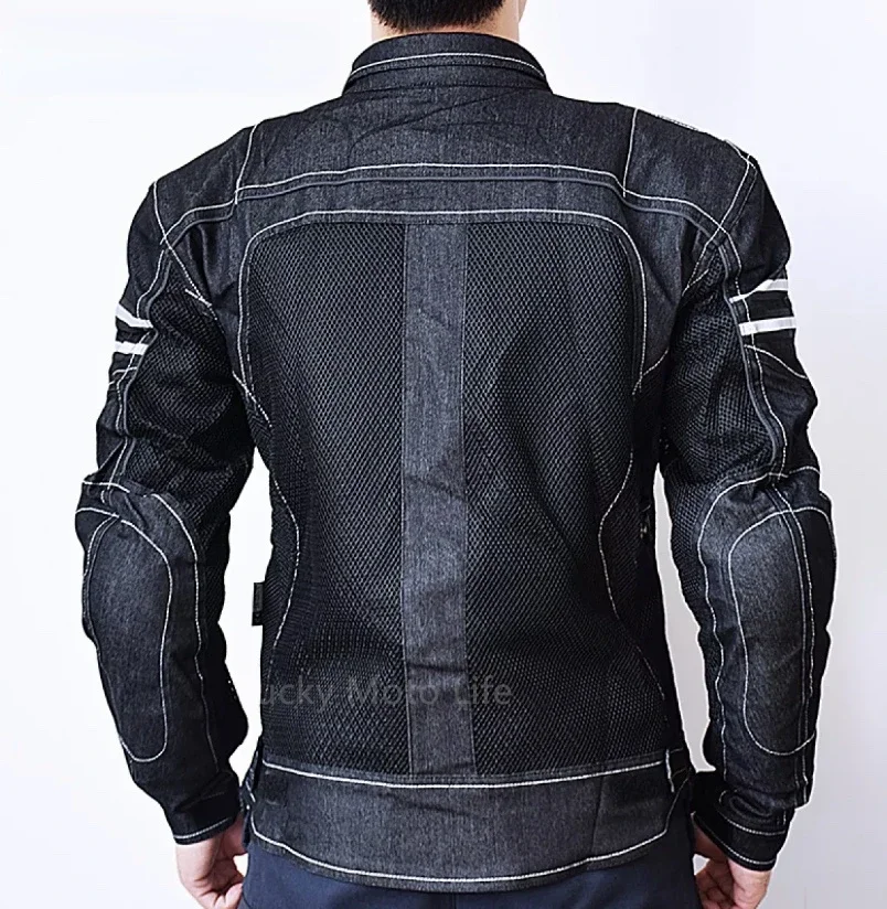 Tankcanvas Jacket Spring Breathable Denim Mesh Racing Ride High-performance Drop Resistance Clothing Motorcycle Jacket-Tankcanvas