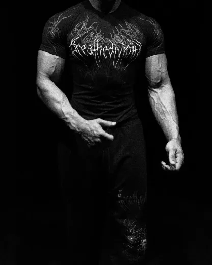Tankcanvas Compression Shirt Short Sleeve 2025 Tops Muscle GYM Fitness in Black Body Shape Fit Reveal Figures-Tankcanvas