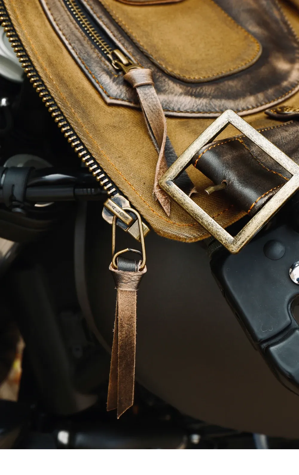 Tankcanvas Brand new Vintage Oil wax canvas splicing Motorcycle Jacket.Cool genuine leather coat.cowhide vest.quality-Tankcanvas