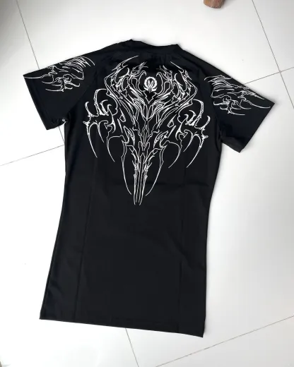 Tankcanvas Compression Shirt Short Sleeve 2025 Tops Muscle GYM Fitness in Black Body Shape Fit Reveal Figures-Tankcanvas
