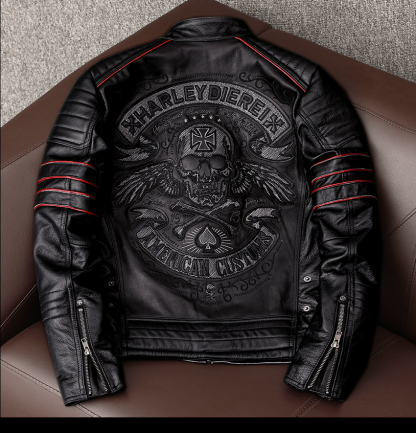 Tankcanvas New Motorcycle Jacket Men Cowhide Motocross Jacket Leather Winter Windproof Racing Suit Wear-resistant Moto Clothing For Harley-Tankcanvas