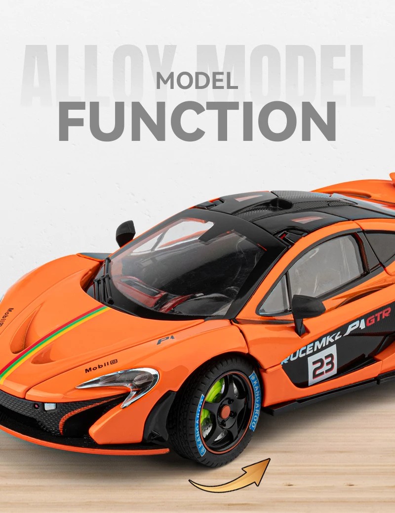 TANKCANVAS-Diecast Model Car 1:24 For McLaren P1 GTR Supercar Simulation Alloy Static Model