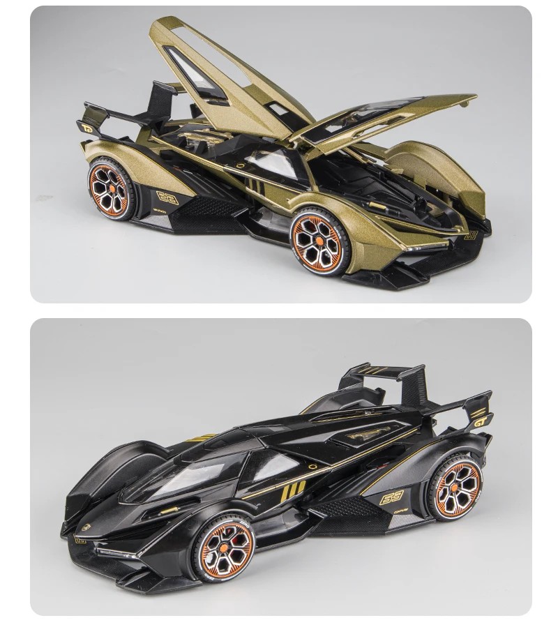 TANKCANVAS-Diecast Model Car 1:22 For Lambo V12 GT Supercar Simulation Alloy Static Model