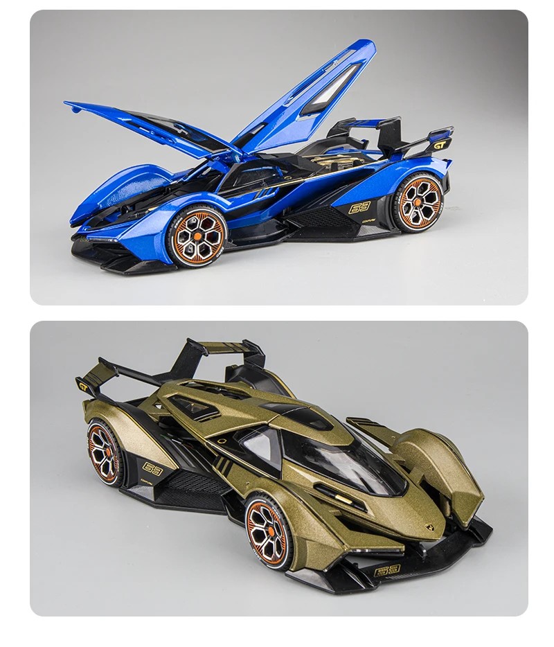 TANKCANVAS-Diecast Model Car 1:22 For Lambo V12 GT Supercar Simulation Alloy Static Model