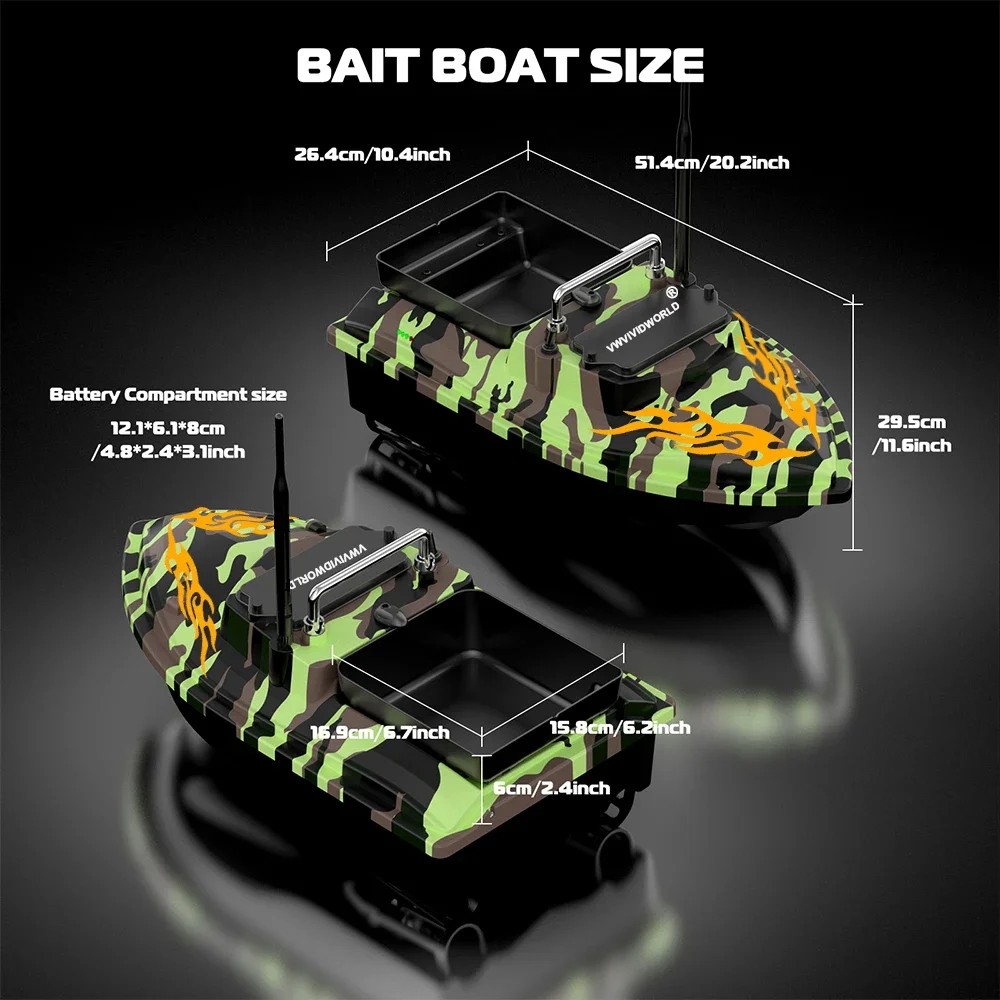 RC Fishing Bait Boat,2KG Loaded,Fixed Speed Cruise,Waterproof,High Speed,4 Night Light