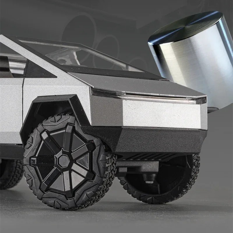 TANKCANVAS-1:24 For Tesla Cybertruck Pickup Alloy Car Model Diecasts Metal Off-road Vehicles Car Model Simulation Sound and Light