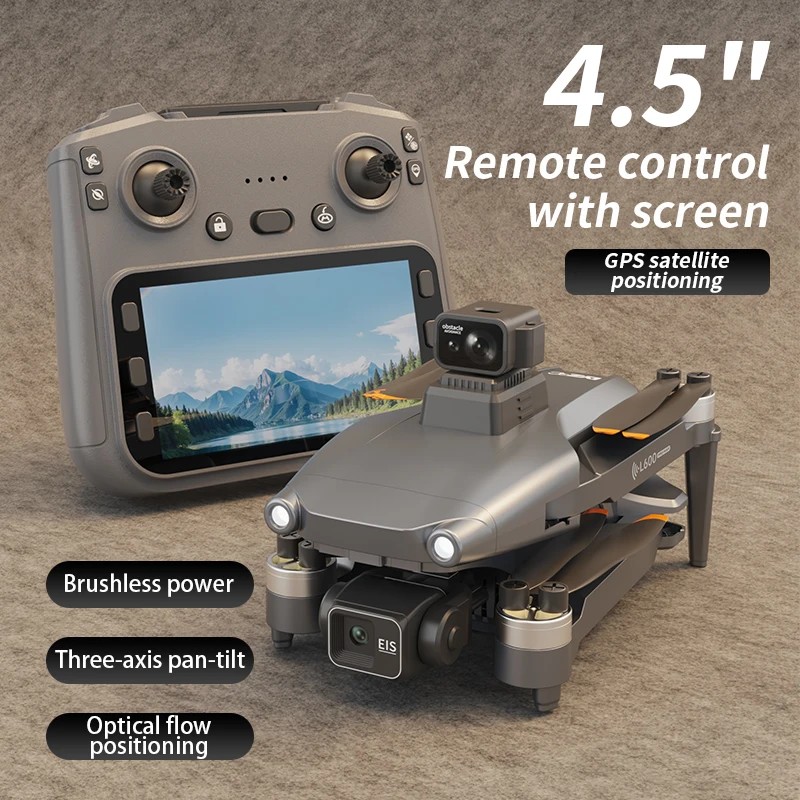 L600 PRO MAX Drone with Large Screen 3-Axis Gimbal 5G GPS 8K HD EIS Camera Obstacle Avoidance Brushless FPV RC Quadcopter