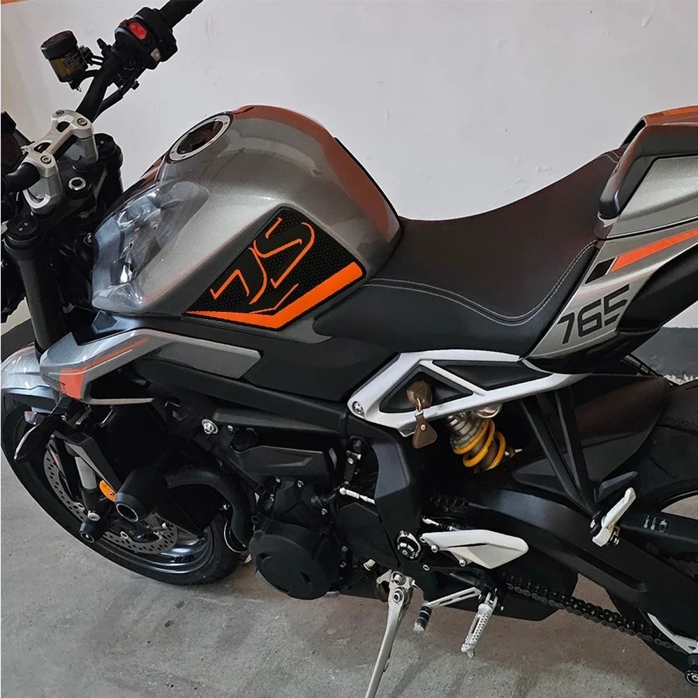 Tankcavas Motorcycle Tank Pad Protector Kit Fit For Triumph Street Triple Daytona 765 R RS 2023-2025 Anti-Slip Side Knee Fuel Tank Grip Traction Stickers-Tankcanvas
