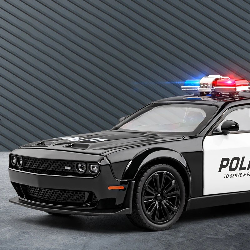 TANKCANVAS-Diecast Model Car For 1:24 Dodge Challenger SRT Hellcat Police Cars Simulation Alloy Static Model-Tankcanvas